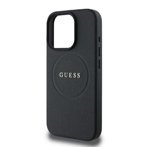 Guess Grained Ring MagSafe - Etui iPhone 16 Pro (czarny) Guess Grained Ring MagSafe - Etui iPhone 16 Pro (czarny)