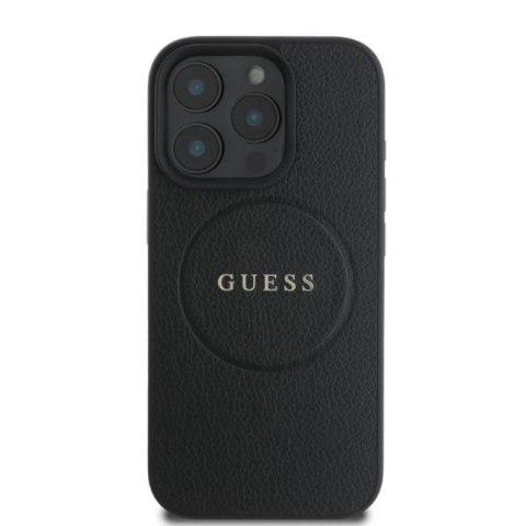 Guess Grained Ring MagSafe - Etui iPhone 16 Pro (czarny) Guess Grained Ring MagSafe - Etui iPhone 16 Pro (czarny)