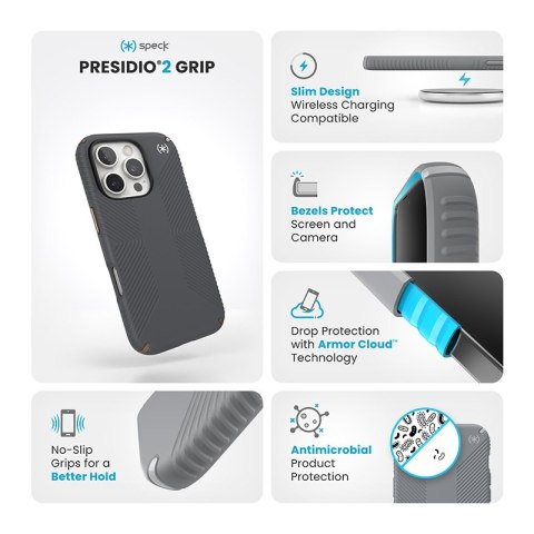 Speck Presidio2 Grip - Etui iPhone 16 Pro (Charcoal Grey / Cool Bronze / White) Speck Presidio2 Grip - Etui iPhone 16 Pro (Charcoal Grey / Cool Bronze / White)