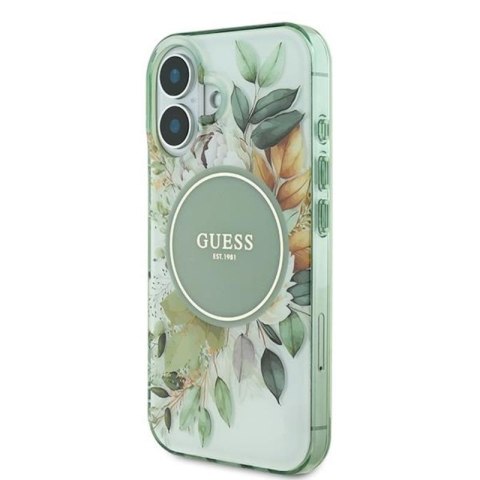 Guess IML Flower & Tonal Circle MagSafe - Etui iPhone 16 Plus (zielony) Guess IML Flower & Tonal Circle MagSafe - Etui iPhone 16 Plus (zielony)