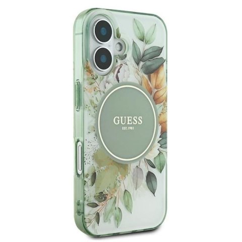 Guess IML Flower & Tonal Circle MagSafe - Etui iPhone 16 Plus (zielony) Guess IML Flower & Tonal Circle MagSafe - Etui iPhone 16 Plus (zielony)