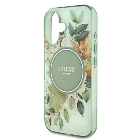 Guess IML Flower & Tonal Circle MagSafe - Etui iPhone 16 Plus (zielony) Guess IML Flower & Tonal Circle MagSafe - Etui iPhone 16 Plus (zielony)