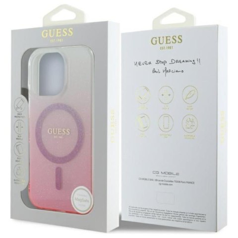 Guess IML Glitter Gradient MagSafe - Etui iPhone 16 Pro Max (różowy) Guess IML Glitter Gradient MagSafe - Etui iPhone 16 Pro Max (różowy)