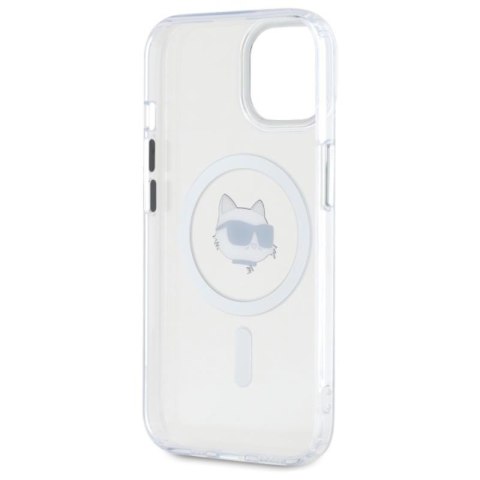 Karl Lagerfeld IML Metal Choupette Head MagSafe - Etui iPhone 15 (biały) Karl Lagerfeld IML Metal Choupette Head MagSafe - Etui iPhone 15 (biały)