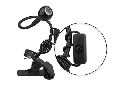 4kom.pl Lampka biurkowa LED USB z klipsem Czarna 4kom.pl Lampka biurkowa LED USB z klipsem Czarna