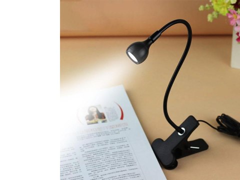 4kom.pl Lampka biurkowa LED USB z klipsem Czarna 4kom.pl Lampka biurkowa LED USB z klipsem Czarna