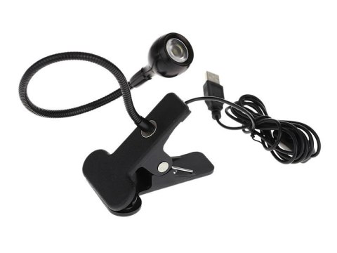 4kom.pl Lampka biurkowa LED USB z klipsem Czarna 4kom.pl Lampka biurkowa LED USB z klipsem Czarna