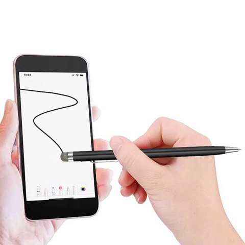 4kom.pl Rysik pojemnościowy z długopisem długopis 2w1 do ekranów smartfonów tabletów precyzyjny czarny 4kom.pl Rysik pojemnościowy z długopisem długopis 2w1 do ekranów smartfonów tabletów precyzyjny czarny