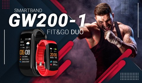 Giewont Smartband Giewont Fit&GO Duo GW200-1 - Black + Pasek Alert Red Giewont Smartband Giewont Fit&GO Duo GW200-1 - Black + Pasek Alert Red