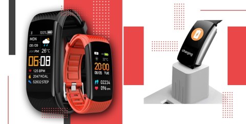 Giewont Smartband Giewont Fit&GO Duo GW200-1 - Black + Pasek Alert Red Giewont Smartband Giewont Fit&GO Duo GW200-1 - Black + Pasek Alert Red