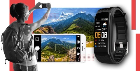 Giewont Smartband Giewont Fit&GO Duo GW200-1 - Black + Pasek Alert Red Giewont Smartband Giewont Fit&GO Duo GW200-1 - Black + Pasek Alert Red