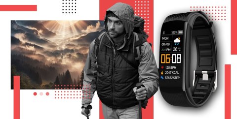 Giewont Smartband Giewont Fit&GO Duo GW200-1 - Black + Pasek Alert Red Giewont Smartband Giewont Fit&GO Duo GW200-1 - Black + Pasek Alert Red