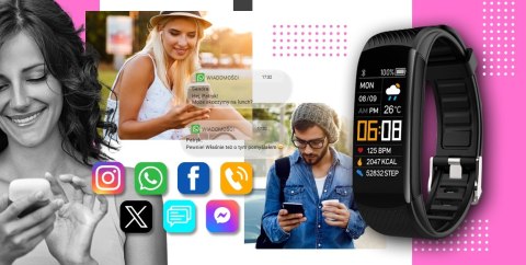 Giewont Smartband Giewont Fit&GO Duo GW200-4 - Black + Pasek Think Pink Giewont Smartband Giewont Fit&GO Duo GW200-4 - Black + Pasek Think Pink