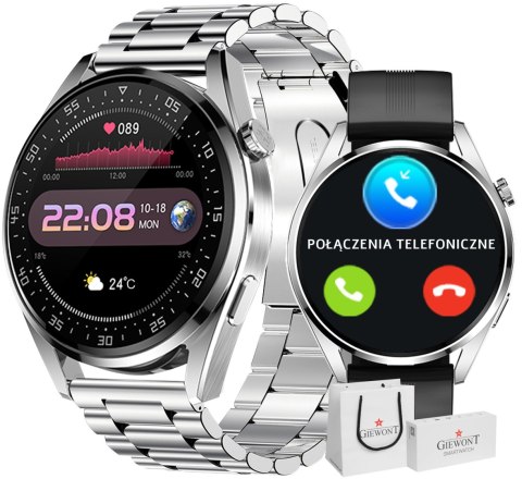 Giewont Smartwatch Giewont Vertex SmartCall GW450-4 Silver/Carbon Silikon Giewont Smartwatch Giewont Vertex SmartCall GW450-4 Silver/Carbon Silikon