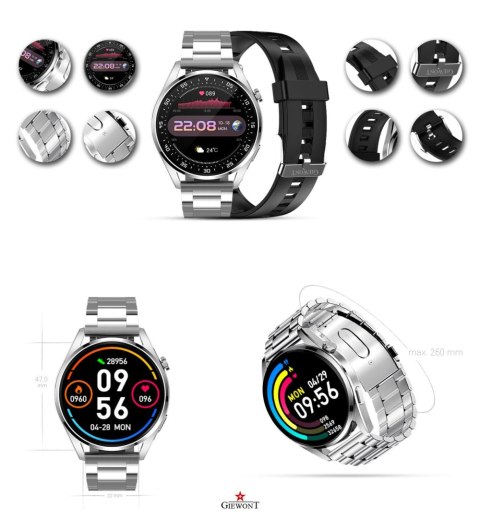 Giewont Smartwatch Giewont Vertex SmartCall GW450-4 Silver/Carbon Silikon Giewont Smartwatch Giewont Vertex SmartCall GW450-4 Silver/Carbon Silikon
