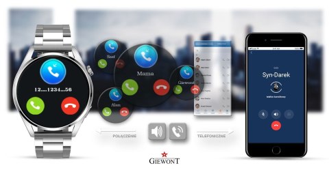 Giewont Smartwatch Giewont Vertex SmartCall GW450-4 Silver/Carbon Silikon Giewont Smartwatch Giewont Vertex SmartCall GW450-4 Silver/Carbon Silikon