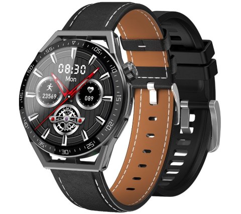 RUBICON Smartwatch Rubicon RNCE88-1 Czarny- Czarny Pasek Silikonowy + Czarny Pasek Skórzany RUBICON Smartwatch Rubicon RNCE88-1 Czarny- Czarny Pasek Silikonowy + Czarny Pasek Skórzany