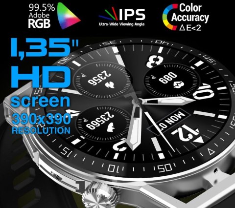 RUBICON Smartwatch Rubicon RNCE88-1 Czarny- Czarny Pasek Silikonowy + Czarny Pasek Skórzany RUBICON Smartwatch Rubicon RNCE88-1 Czarny- Czarny Pasek Silikonowy + Czarny Pasek Skórzany
