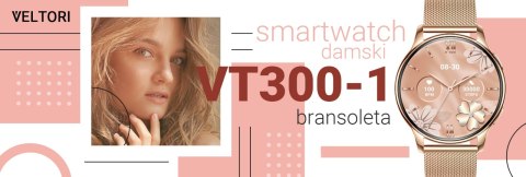 VELTORI Smartwatch Damski Veltori VT300-1 Złota Bransoleta VELTORI Smartwatch Damski Veltori VT300-1 Złota Bransoleta