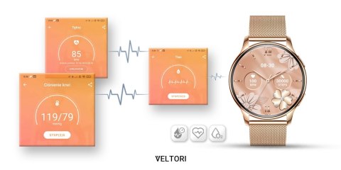 VELTORI Smartwatch Damski Veltori VT300-1 Złota Bransoleta VELTORI Smartwatch Damski Veltori VT300-1 Złota Bransoleta