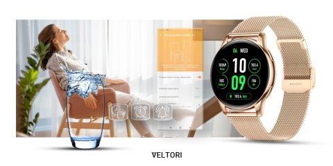 VELTORI Smartwatch Damski Veltori VT300-1 Złota Bransoleta VELTORI Smartwatch Damski Veltori VT300-1 Złota Bransoleta