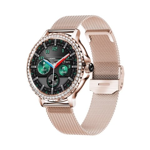 VELTORI Smartwatch Damski Veltori VT320-1 Złota Bransoleta + Różowy Pasek Silikonowy VELTORI Smartwatch Damski Veltori VT320-1 Złota Bransoleta + Różowy Pasek Silikonowy