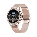 VELTORI Smartwatch Damski Veltori VT320-1 Złota Bransoleta + Różowy Pasek Silikonowy