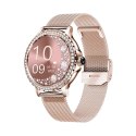 VELTORI Smartwatch Damski Veltori VT320-1 Złota Bransoleta + Różowy Pasek Silikonowy