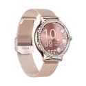 VELTORI Smartwatch Damski Veltori VT320-1 Złota Bransoleta + Różowy Pasek Silikonowy