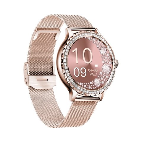 VELTORI Smartwatch Damski Veltori VT320-1 Złota Bransoleta + Różowy Pasek Silikonowy VELTORI Smartwatch Damski Veltori VT320-1 Złota Bransoleta + Różowy Pasek Silikonowy