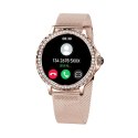 VELTORI Smartwatch Damski Veltori VT320-1 Złota Bransoleta + Różowy Pasek Silikonowy