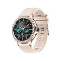 VELTORI Smartwatch Damski Veltori VT320-1 Złota Bransoleta + Różowy Pasek Silikonowy