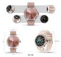 VELTORI Smartwatch Damski Veltori VT320-1 Złota Bransoleta + Różowy Pasek Silikonowy