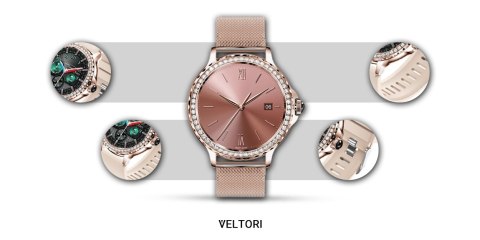 VELTORI Smartwatch Damski Veltori VT320-1 Złota Bransoleta + Różowy Pasek Silikonowy VELTORI Smartwatch Damski Veltori VT320-1 Złota Bransoleta + Różowy Pasek Silikonowy