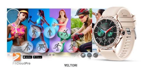 VELTORI Smartwatch Damski Veltori VT320-1 Złota Bransoleta + Różowy Pasek Silikonowy VELTORI Smartwatch Damski Veltori VT320-1 Złota Bransoleta + Różowy Pasek Silikonowy