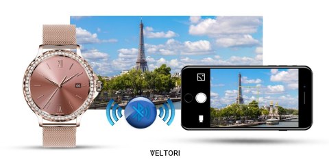 VELTORI Smartwatch Damski Veltori VT320-1 Złota Bransoleta + Różowy Pasek Silikonowy VELTORI Smartwatch Damski Veltori VT320-1 Złota Bransoleta + Różowy Pasek Silikonowy
