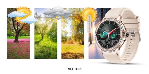 VELTORI Smartwatch Damski Veltori VT320-1 Złota Bransoleta + Różowy Pasek Silikonowy VELTORI Smartwatch Damski Veltori VT320-1 Złota Bransoleta + Różowy Pasek Silikonowy