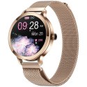 VELTORI Smartwatch Damski Veltori VT340-1 Złota Bransoleta + Różowy Pasek Silikonowy
