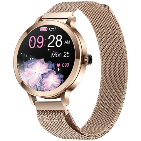 VELTORI Smartwatch Damski Veltori VT340-1 Złota Bransoleta + Różowy Pasek Silikonowy VELTORI Smartwatch Damski Veltori VT340-1 Złota Bransoleta + Różowy Pasek Silikonowy