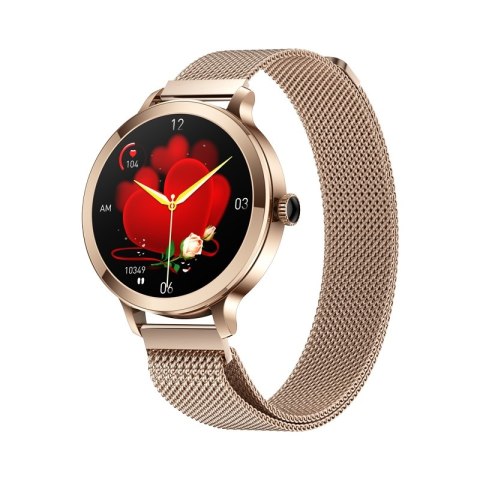VELTORI Smartwatch Damski Veltori VT340-1 Złota Bransoleta + Różowy Pasek Silikonowy VELTORI Smartwatch Damski Veltori VT340-1 Złota Bransoleta + Różowy Pasek Silikonowy