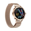 VELTORI Smartwatch Damski Veltori VT340-1 Złota Bransoleta + Różowy Pasek Silikonowy