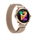 VELTORI Smartwatch Damski Veltori VT340-1 Złota Bransoleta + Różowy Pasek Silikonowy