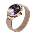 VELTORI Smartwatch Damski Veltori VT340-1 Złota Bransoleta + Różowy Pasek Silikonowy