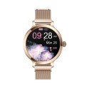 VELTORI Smartwatch Damski Veltori VT340-1 Złota Bransoleta + Różowy Pasek Silikonowy