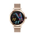 VELTORI Smartwatch Damski Veltori VT340-1 Złota Bransoleta + Różowy Pasek Silikonowy