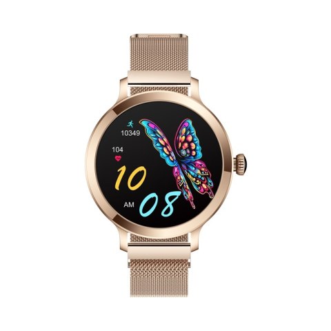 VELTORI Smartwatch Damski Veltori VT340-1 Złota Bransoleta + Różowy Pasek Silikonowy VELTORI Smartwatch Damski Veltori VT340-1 Złota Bransoleta + Różowy Pasek Silikonowy