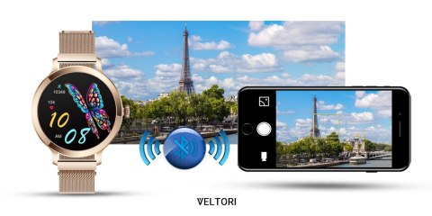 VELTORI Smartwatch Damski Veltori VT340-1 Złota Bransoleta + Różowy Pasek Silikonowy VELTORI Smartwatch Damski Veltori VT340-1 Złota Bransoleta + Różowy Pasek Silikonowy