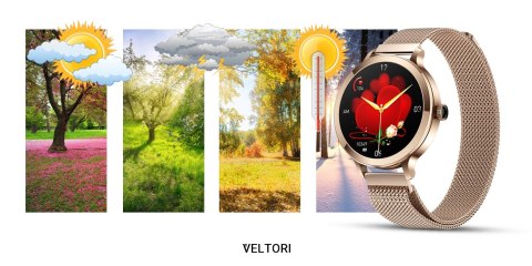 VELTORI Smartwatch Damski Veltori VT340-1 Złota Bransoleta + Różowy Pasek Silikonowy VELTORI Smartwatch Damski Veltori VT340-1 Złota Bransoleta + Różowy Pasek Silikonowy