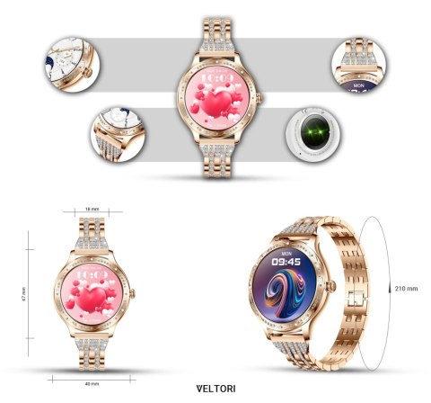 VELTORI Smartwatch Damski Veltori VT350-1 Bransoleta Różowe Złoto VELTORI Smartwatch Damski Veltori VT350-1 Bransoleta Różowe Złoto
