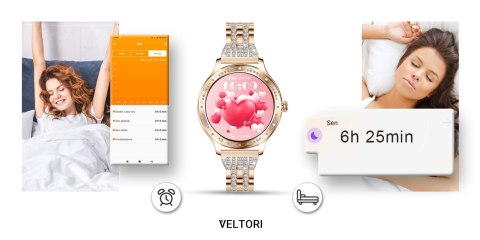 VELTORI Smartwatch Damski Veltori VT350-1 Bransoleta Różowe Złoto VELTORI Smartwatch Damski Veltori VT350-1 Bransoleta Różowe Złoto